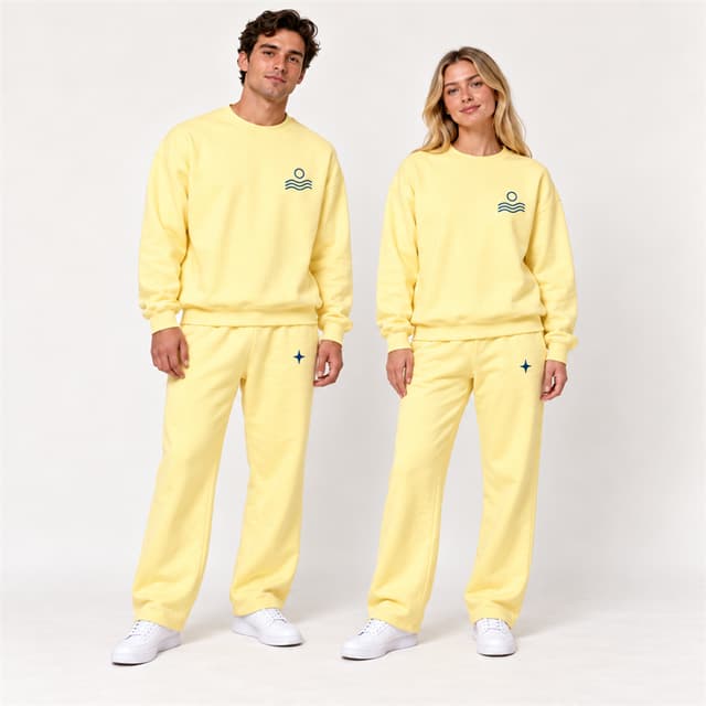 Custom Unisex 300 GSM Graphic Crewneck and Straight-Leg Sweatpants Set