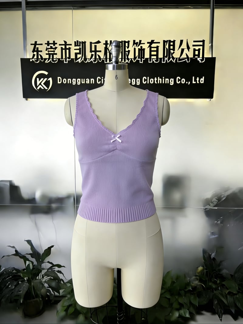 Women's Seamless Ribbed V-Neck Tank Top with Built-In Bra manufacturing
