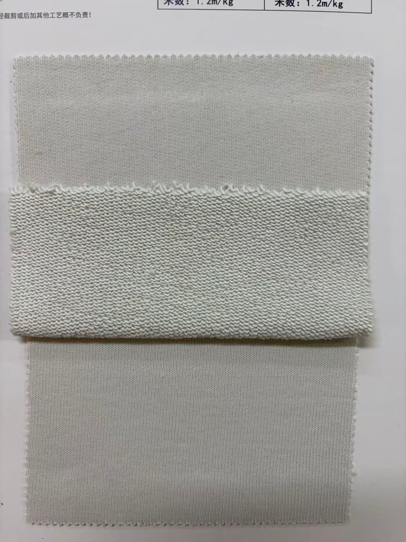 0745# 330-340gsm fleece 74.1% cotton 25.9% poly, 380-400gsm 2x2 rib