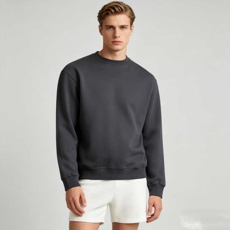 15.8 oz / 450 GSM High-Density French Terry Men’s Premium Cotton Crewneck Sweatshirt