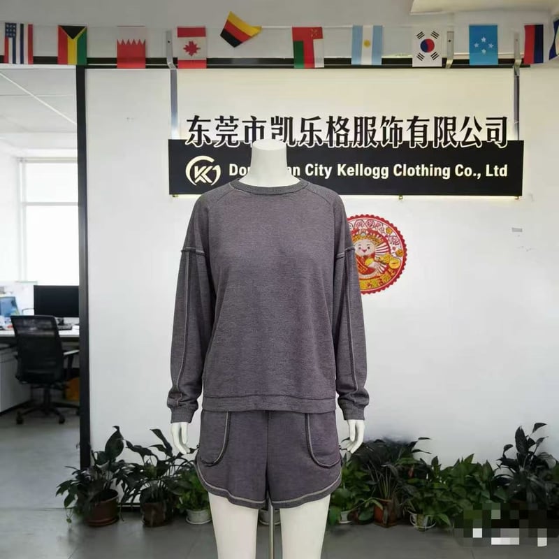 300-350gsm Two-Piece Custom French Terry Drop Shoulder Pullover Oversized Lounge Set
