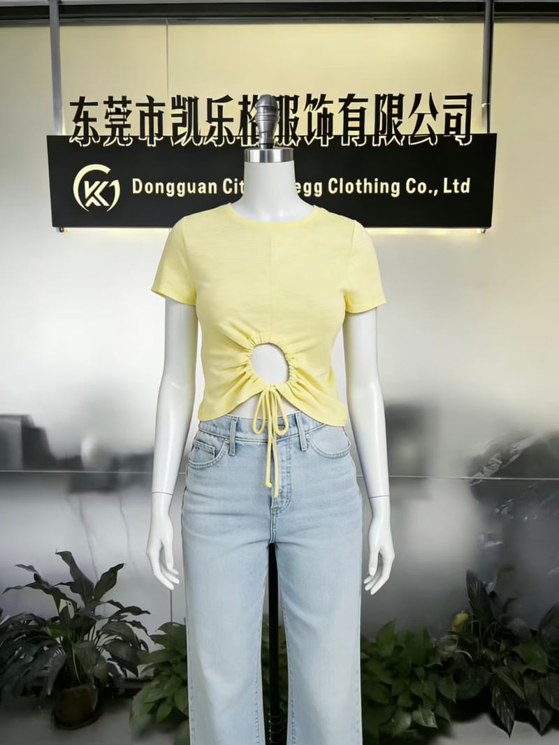 Women's custom Ruched Cutout Drawstring Crop Top Short Sleeve Tee