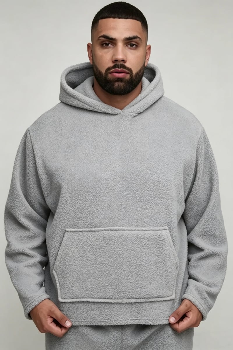 450 GSM  custom Men’s Cozy Light color Sherpa Hoodie - Streetwear Loungewear