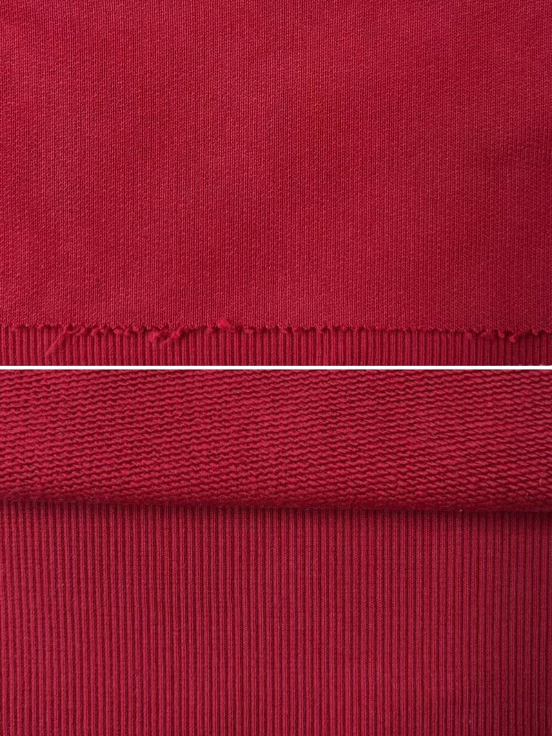 Heavyweight cotton french terry fabric swatches used for streetwear hoodie manufacturing with 550-580gsm options