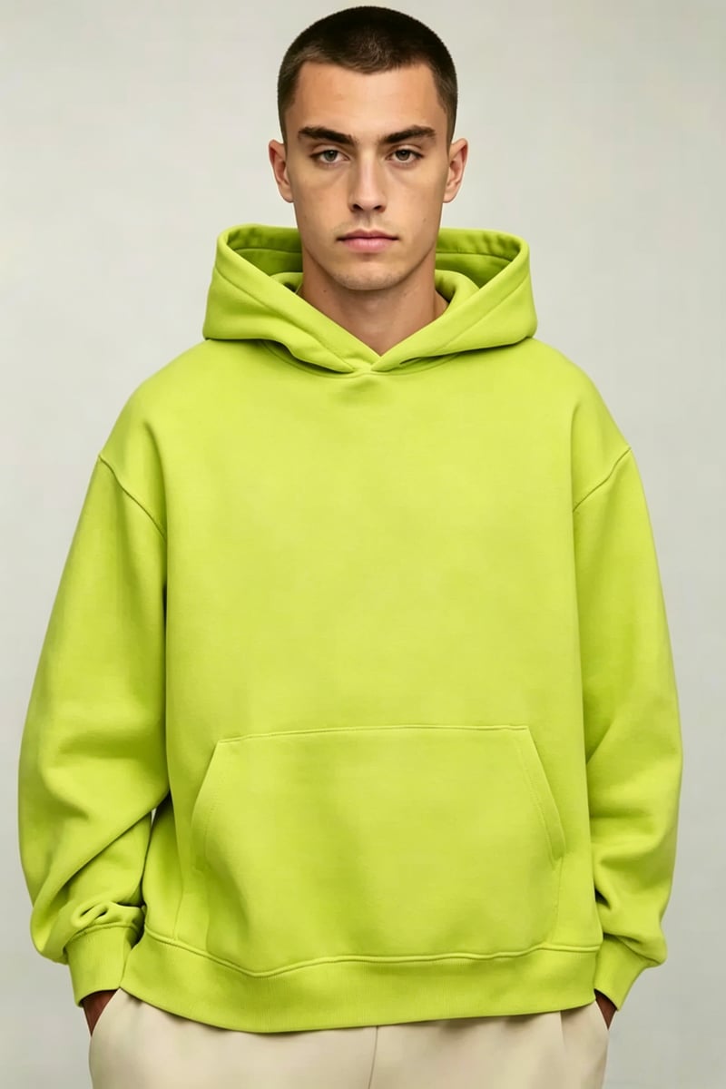 Men’s Oversized Bright Color Pullover Hoodie with Kangaroo Pocket - Casual Streetwear Loungewear