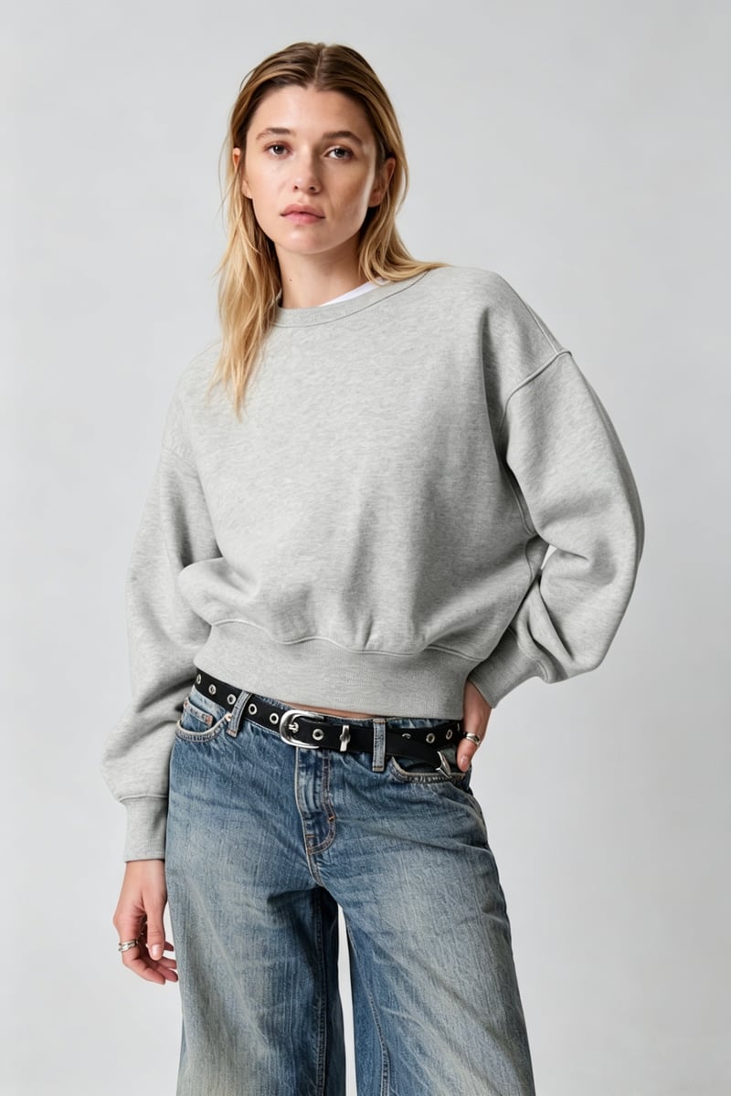 14.7oz / 420 GSM Oversized Cropped Crewneck Sweatshirt