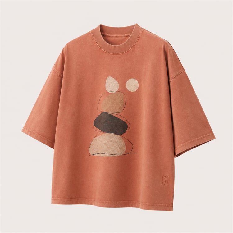Terracotta heavyweight oversized T-shirt with custom graphic print