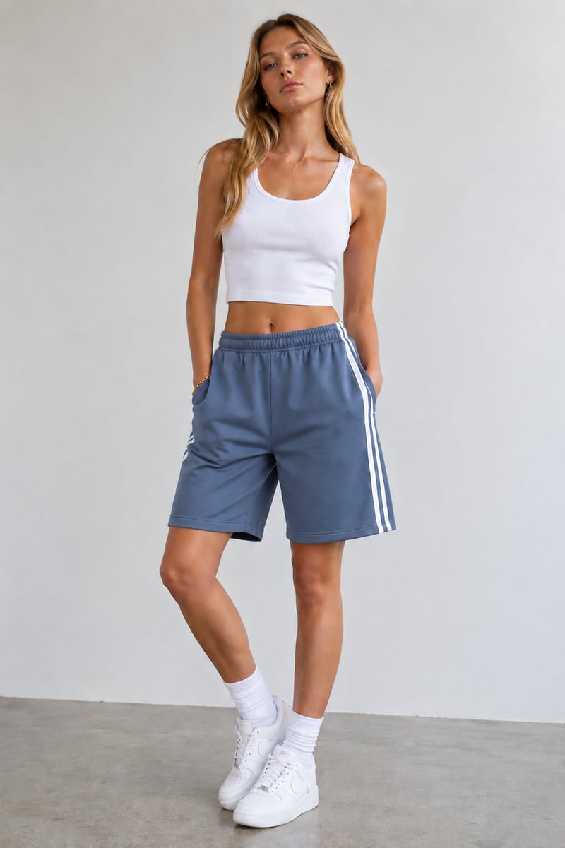 Women's Mid-Length Athletic Shorts with Side Stripe 