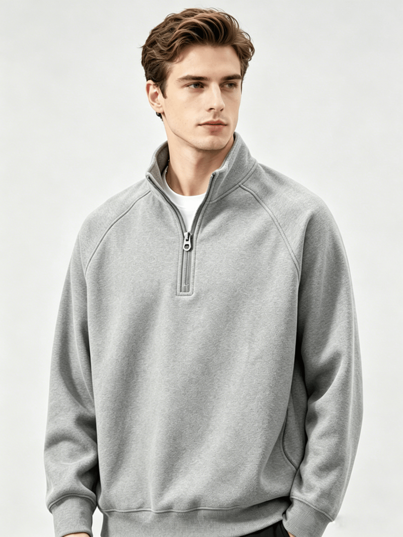 Men Half Zip Stand Collar Sweatshirt