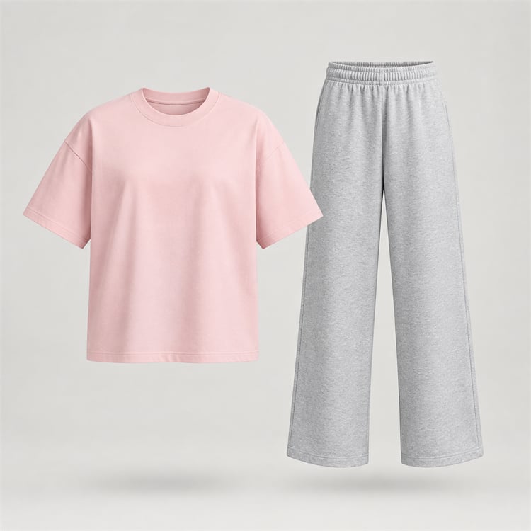 Custom boxy T-shirt and wide-leg sweatpants for Australian fashion brands