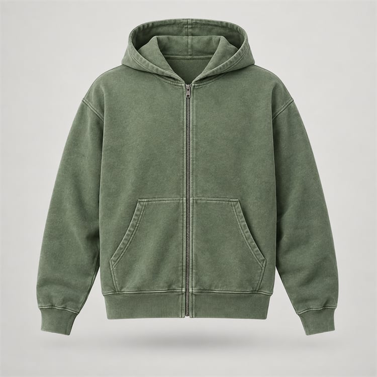 Garment-dyed heavyweight zip-up hoodie for Australian apparel brands