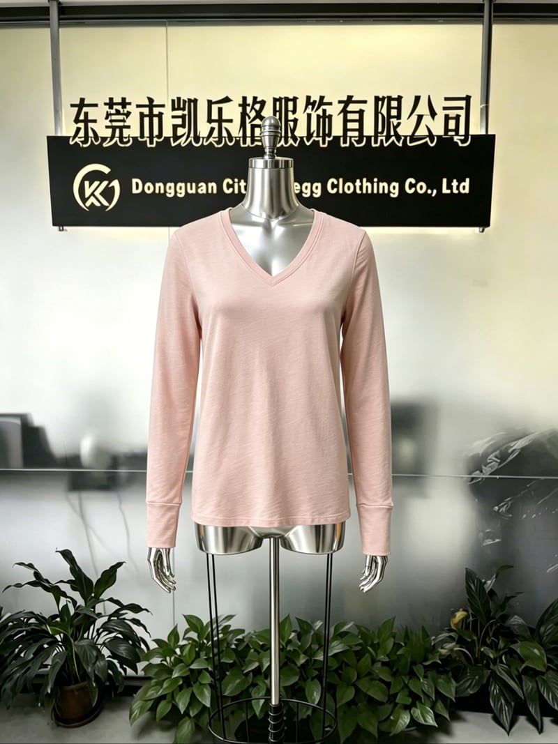 180 GSM Mid-Weight Jersey Women’s Slub Cotton V-Neck Long-Sleeve Tee