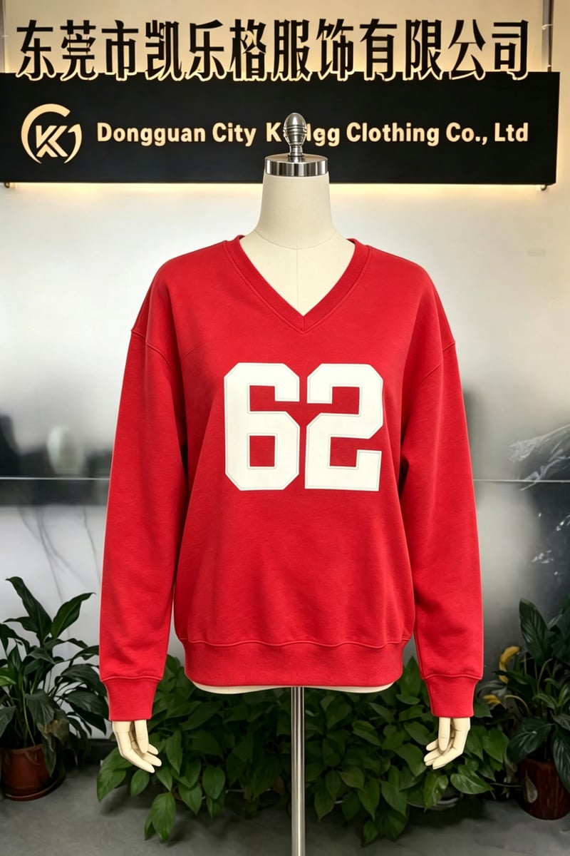260g v-neck custom applique embroidery long-sleeves hoodies wholesale