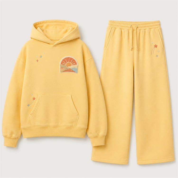 Butter yellow heavyweight hoodie and relaxed sweatpants set