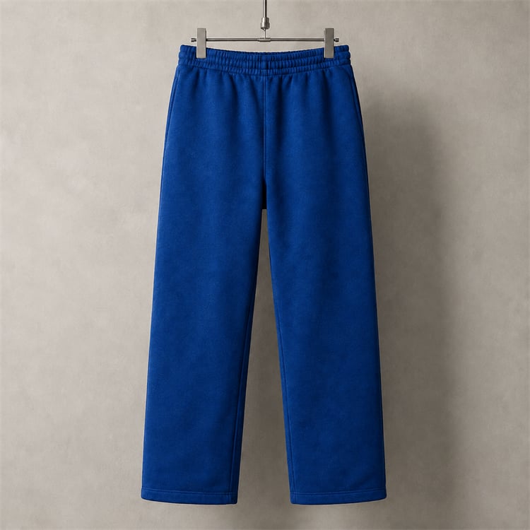 Cobalt blue heavyweight straight-leg sweatpants with a premium unisex fit