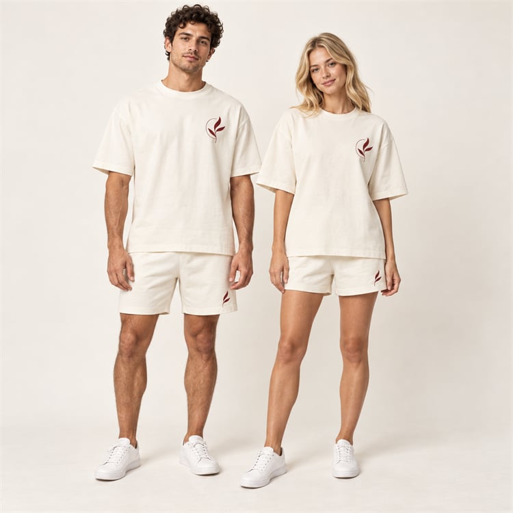 Custom Unisex 320 GSM Cotton Graphic T-Shirt and Shorts Set