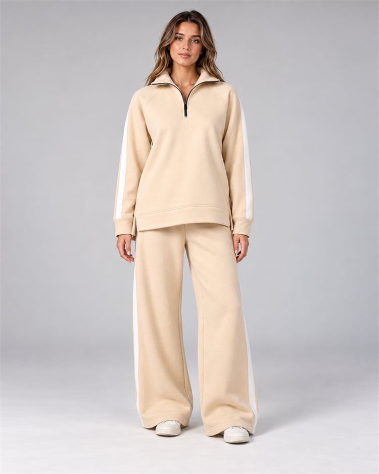 Women’s Heavyweight Quarter-Zip Sweatshirt & Wide-Leg Sweatpants Set