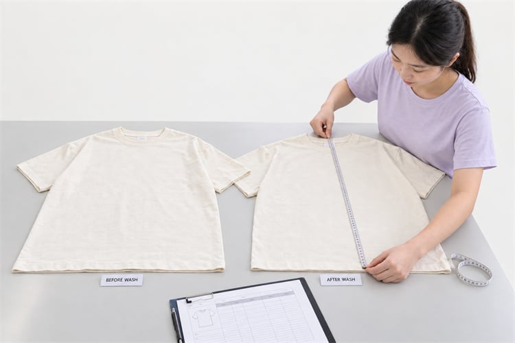 Custom T-shirt wash test and shrinkage measurement comparison