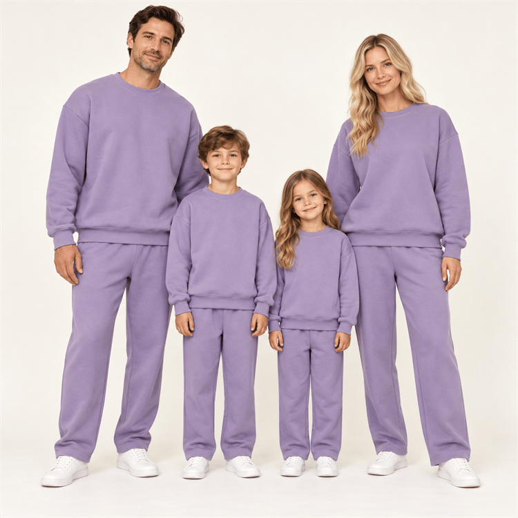 Custom 300 GSM Family Matching Crewneck and Straight-Leg Sweatpants Set