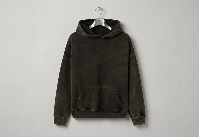 Garment dyed heavyweight hoodie with premium washed finish