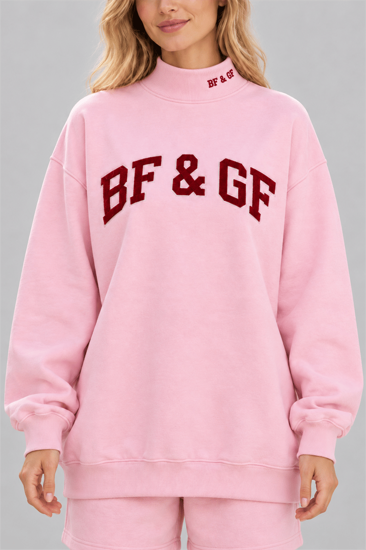 Custom Women’s 300 GSM Oversized Mock Neck Sweatshirt with Embroidery