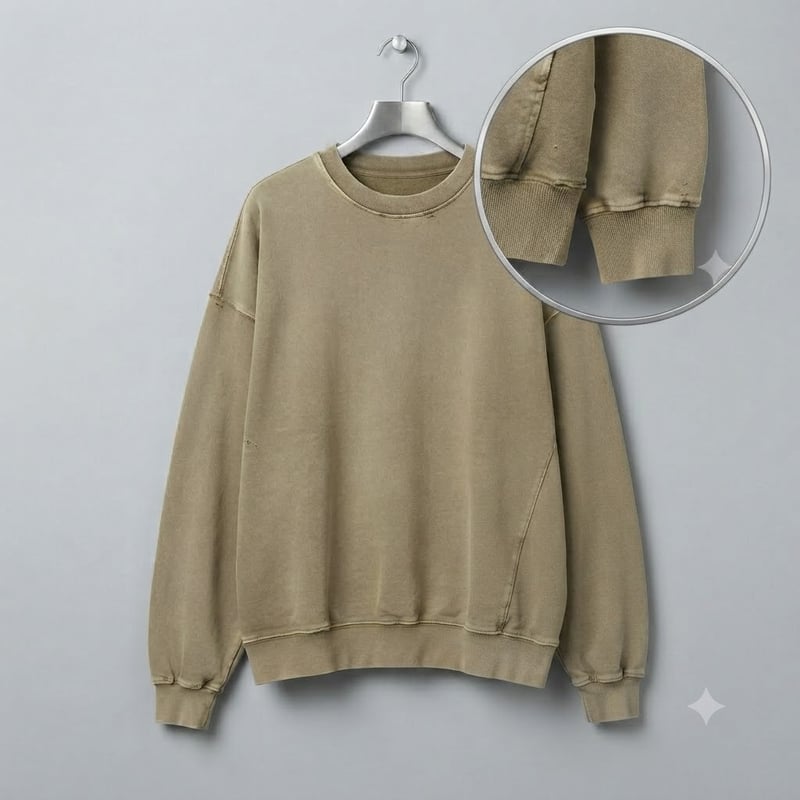 Vintage washed crewneck sweatshirt developed for premium streetwear brands