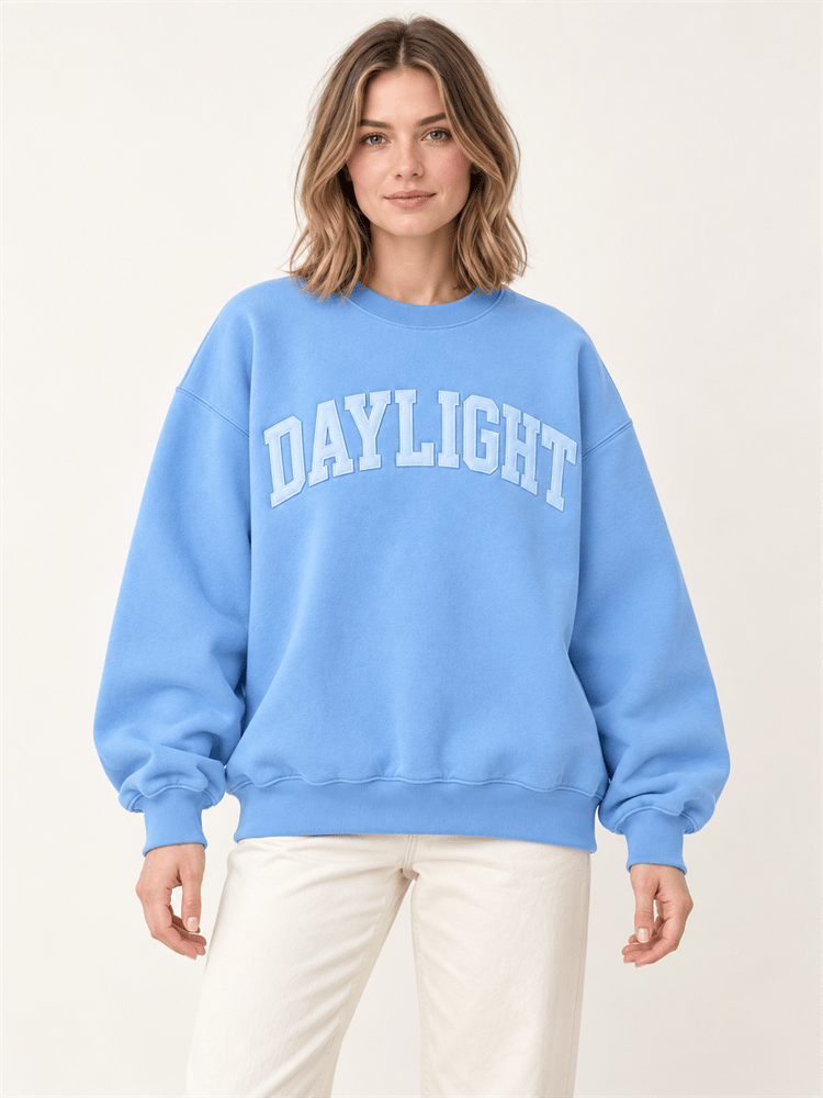 Custom Women’s 300 GSM Oversized Appliqué Crewneck Sweatshirt
